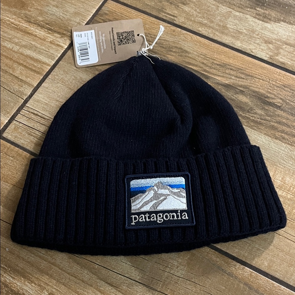 Patagonia Navy Blue Knit Beanie BRODEO LINE LOGO RIDGE - new nwt